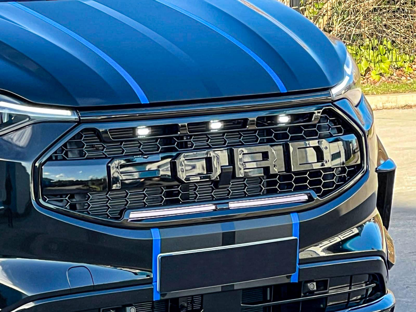 For Ford Transit Custom 2024+ Grill Raptor Style Upgrade Glossy Black