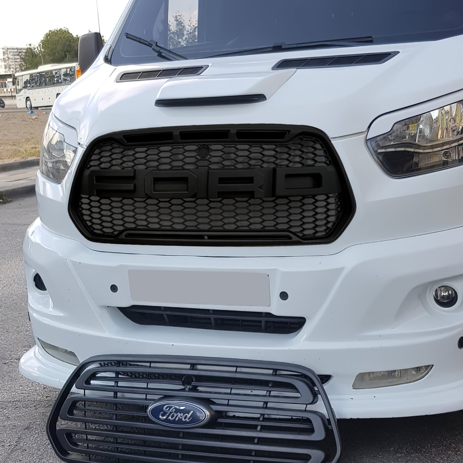 For 2015-2019 Ford Transit MK8 Raptor Style Grille Upgrade Black
