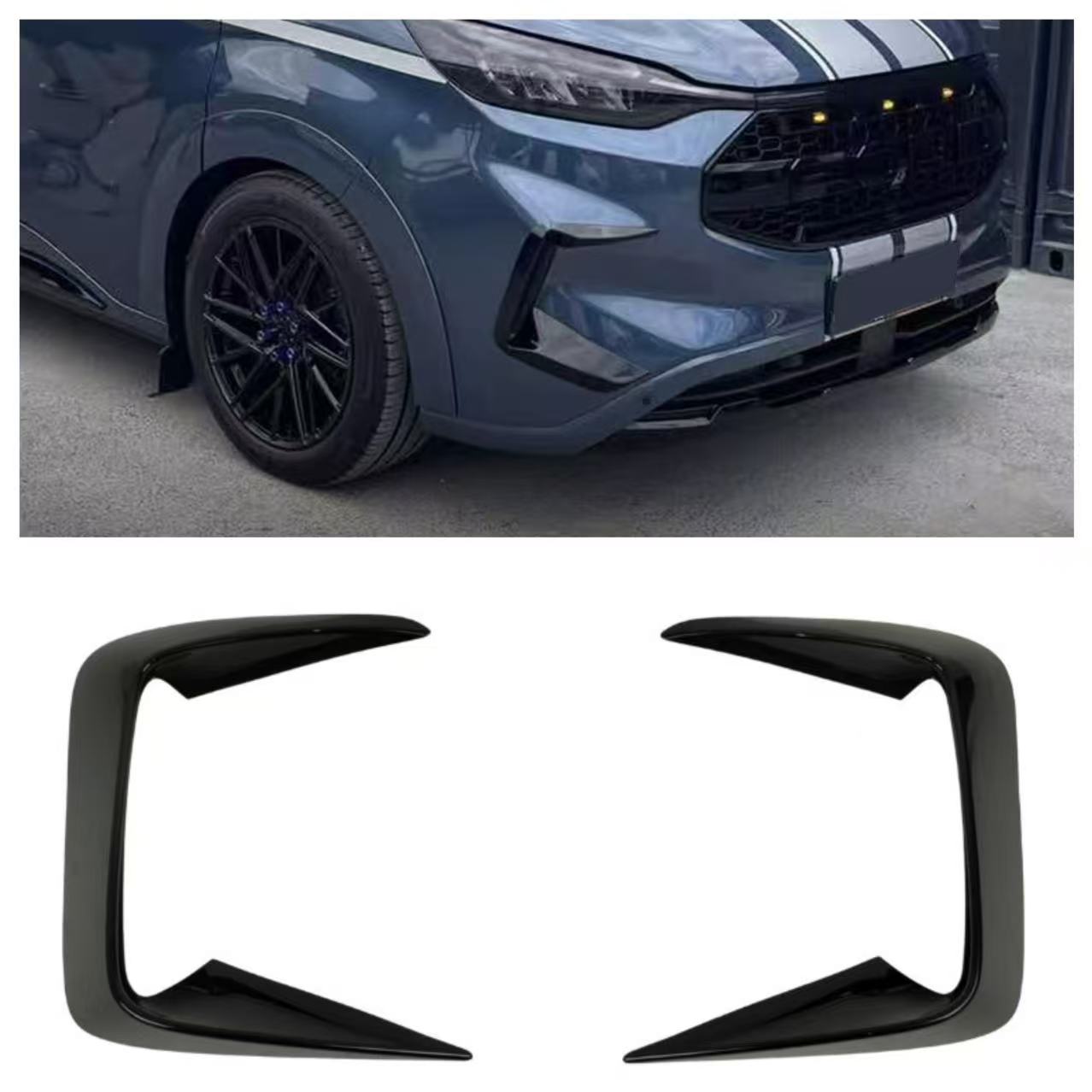 Front Aero Canard Loops for Ford Transit Custom 2024+ in Glossy Black