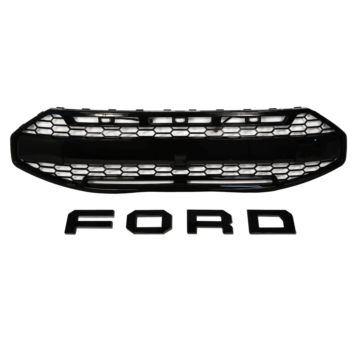Pour Ford Transit Custom 2024+ Calandre Raptor Style Upgrade Noir brillant