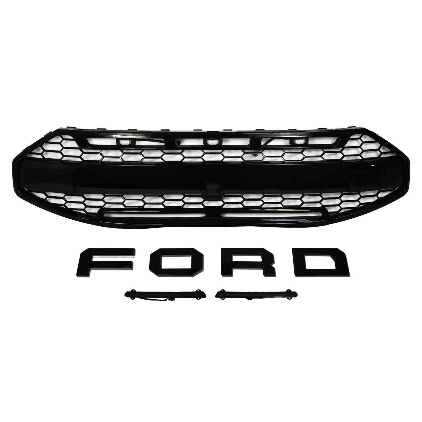Pour Ford Transit Custom 2024+ Calandre Raptor Style Upgrade Noir brillant