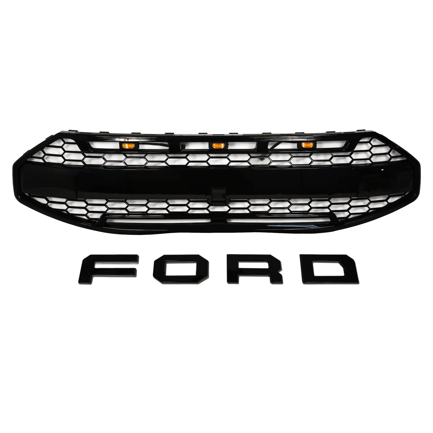 Pour Ford Transit Custom 2024+ Calandre Raptor Style Upgrade Noir brillant