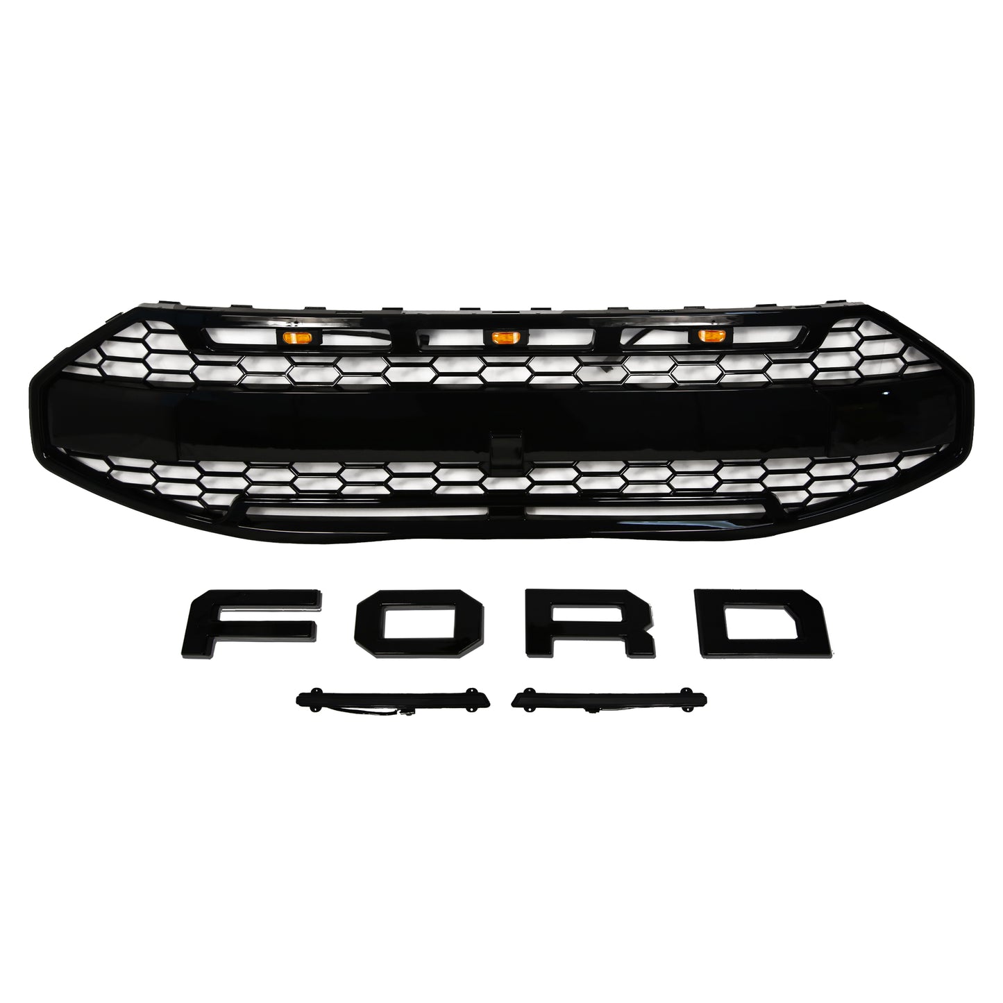 Pour Ford Transit Custom 2024+ Calandre Raptor Style Upgrade Noir brillant