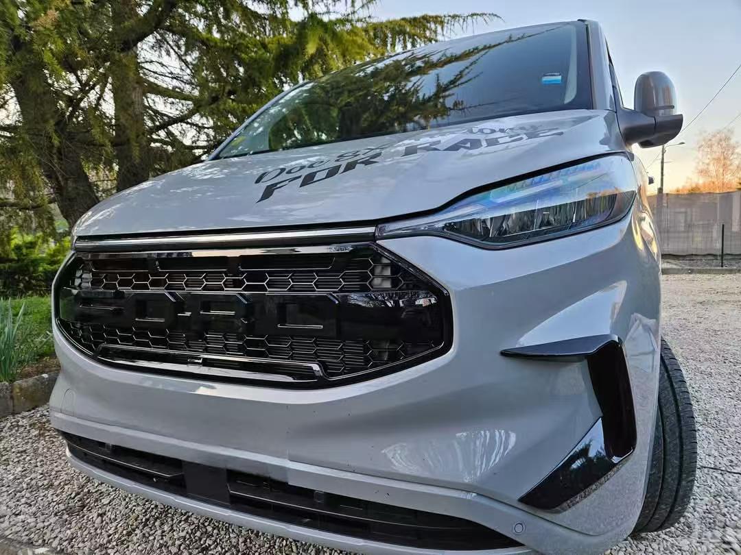 Ford Transit Custom 2024+ Raptor Style Front Upgrade Bundle - Glossy Black Grill & Aero Canard Loops