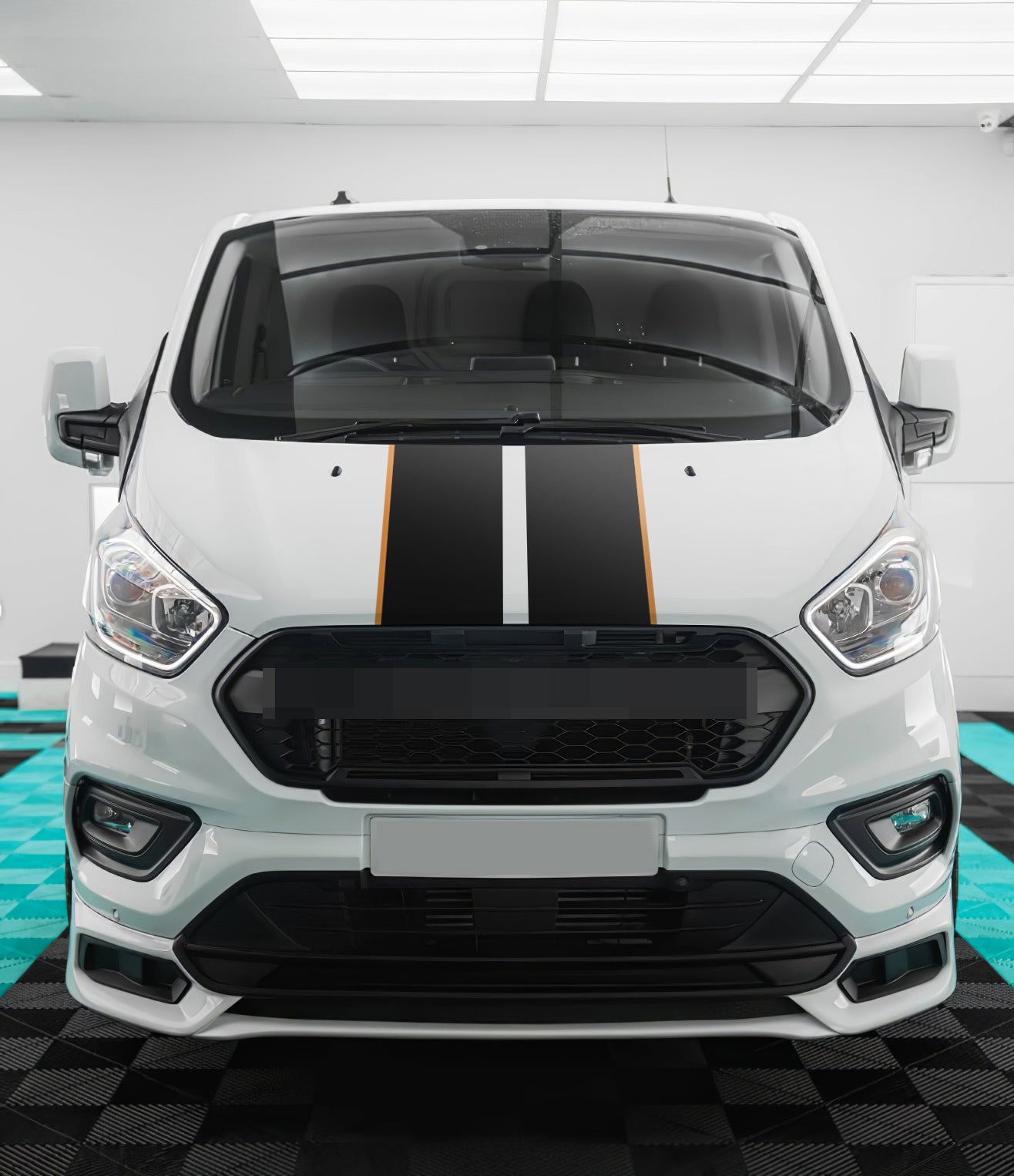 For 2018-2023 Ford Transit Custom Grill Raptor Style + Front Stickers Combo