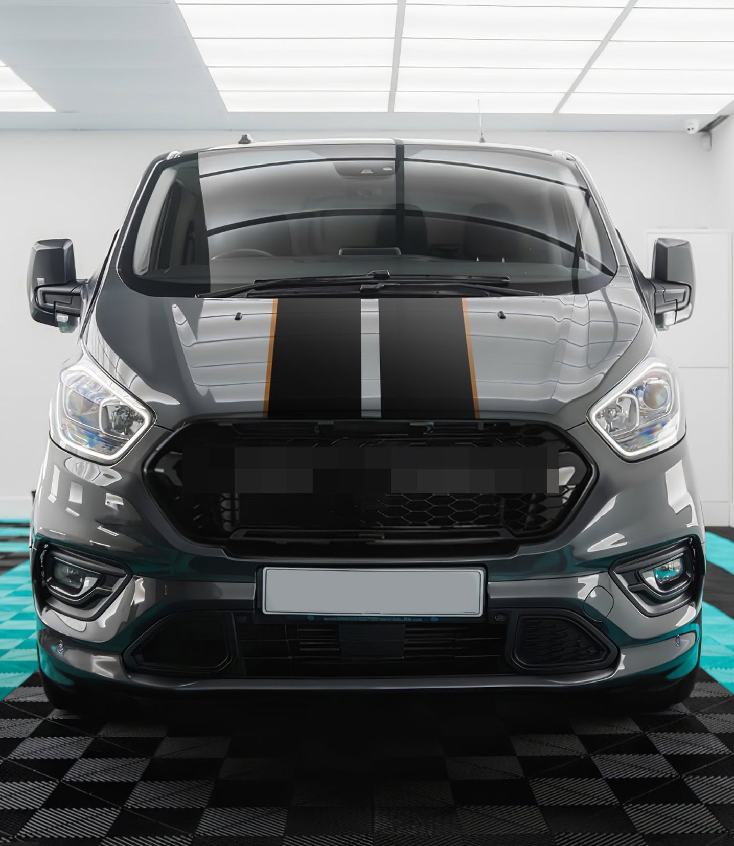 For 2018-2023 Ford Transit Custom Grill Raptor Style + Front Stickers Combo