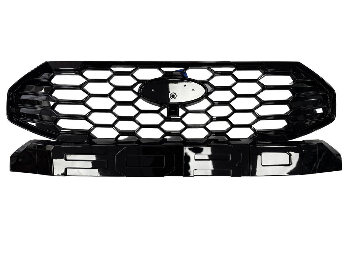 Ford Transit Custom 2024+ Sport Raptor Style Front Grille with FORD Letters — Gloss Black - view 5
