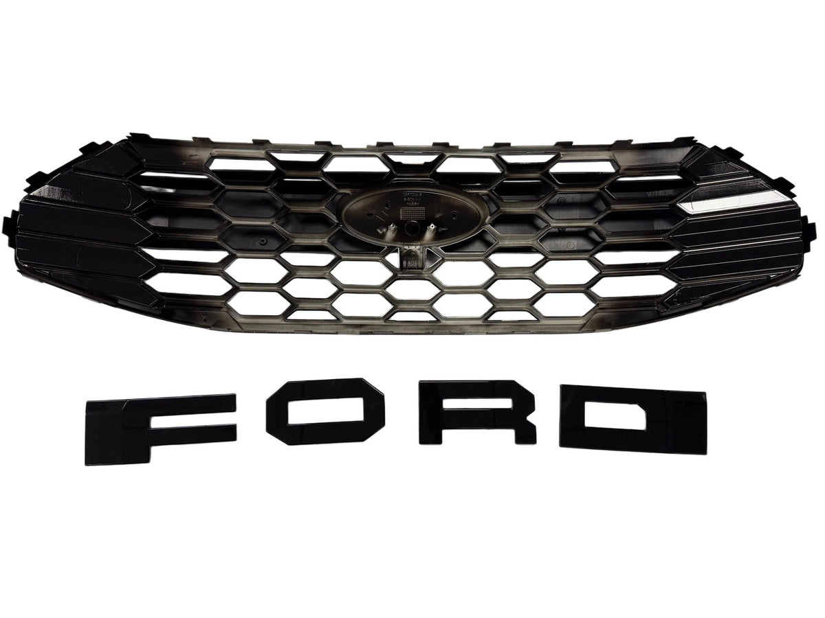 Ford Transit Custom 2024+ Sport Raptor Style Front Grille with FORD Letters — Gloss Black - view 6