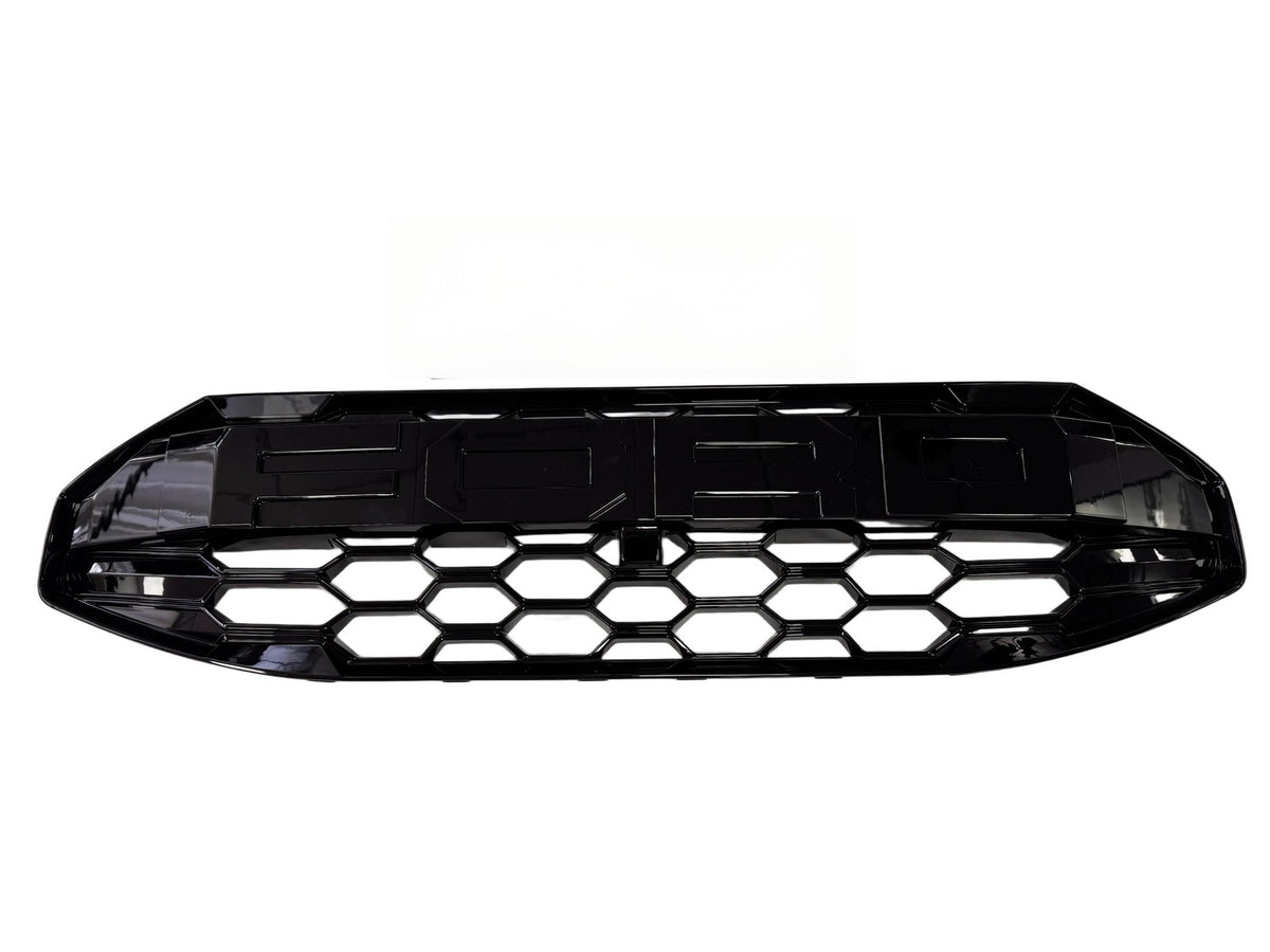 Ford Transit Custom 2024+ Sport Raptor Style Front Grille with FORD Letters — Gloss Black - view 7