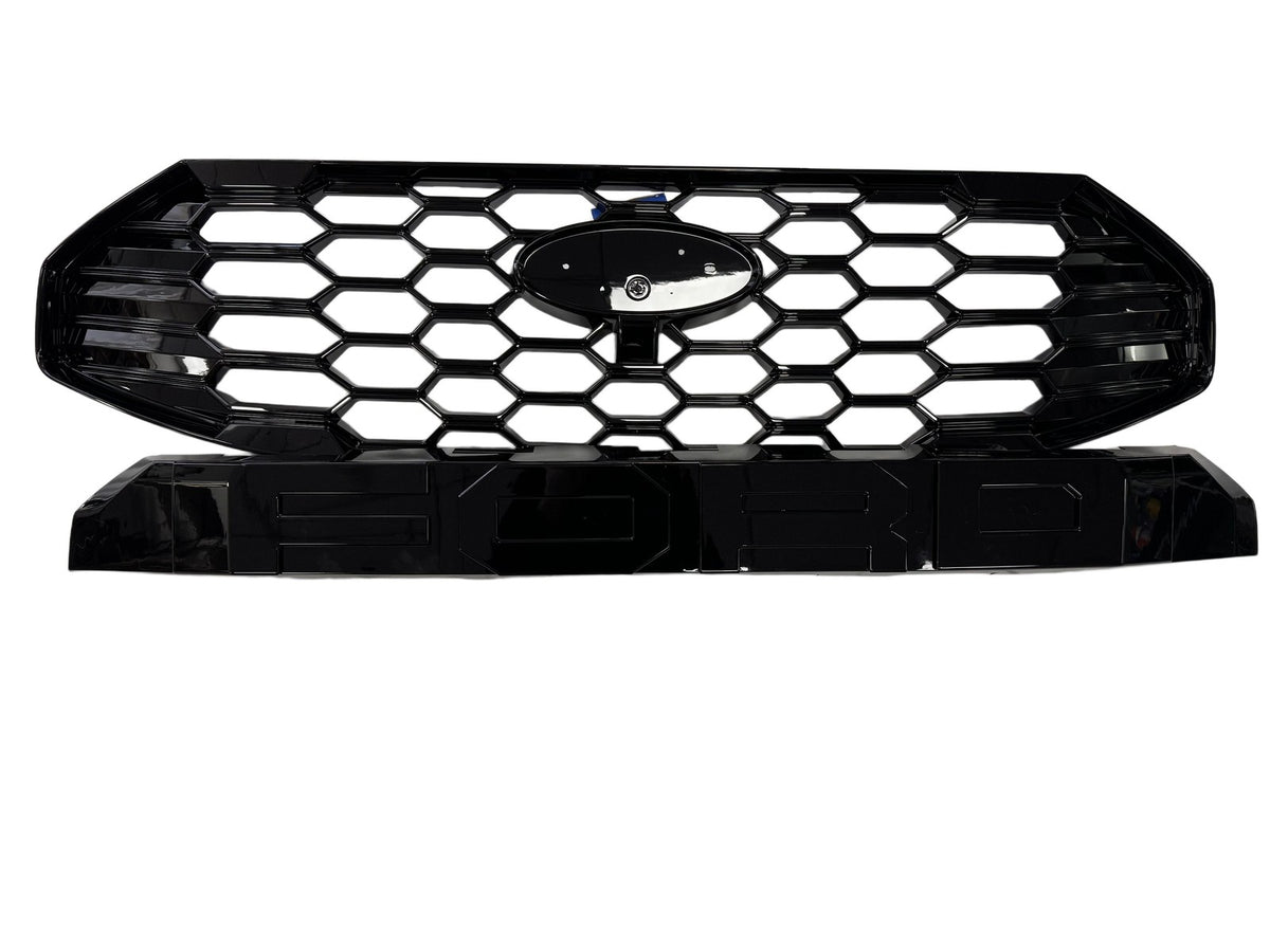 Ford Transit Custom 2024+ Sport Raptor Style Front Grille with FORD Letters — Gloss Black - view 8